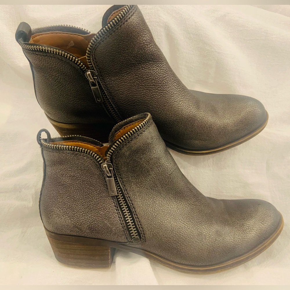 Lucky Brand Metallic Grey Ankle Booties